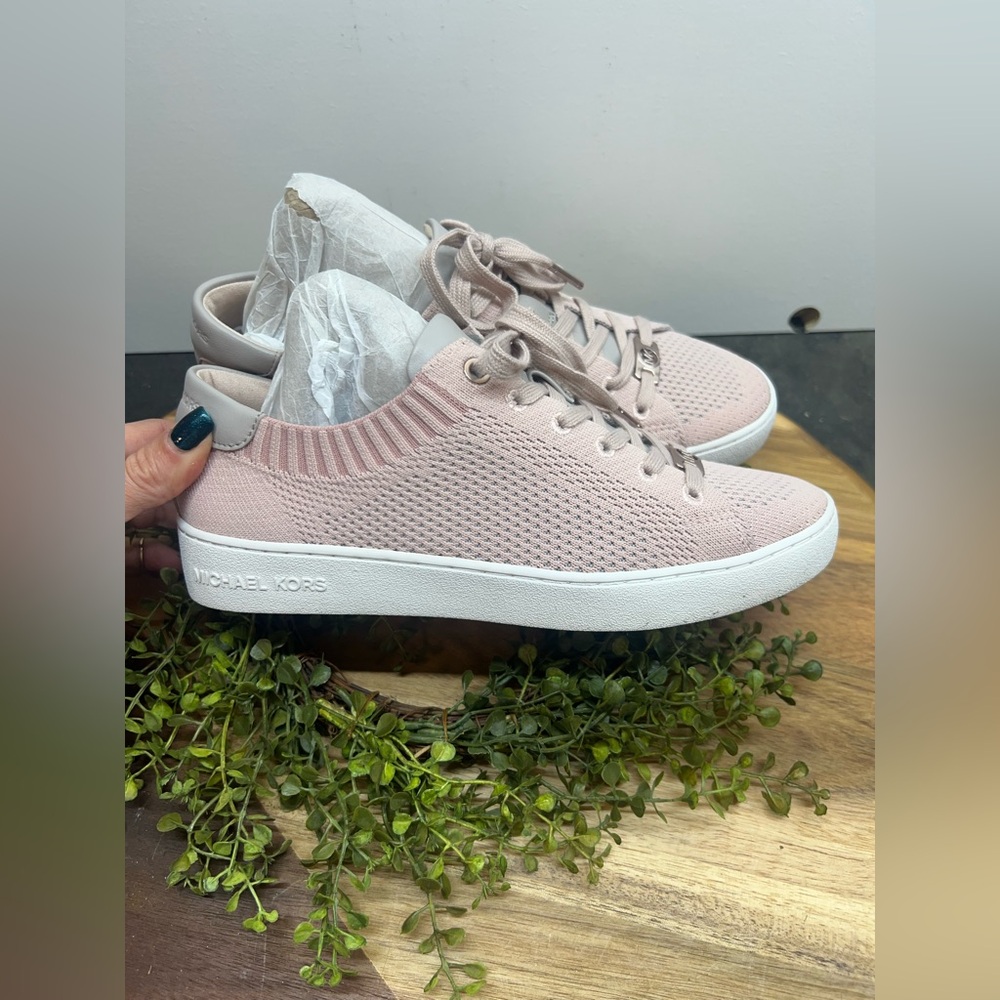 Michael Kors Skyler Lace Up Leather Knit Sneakers